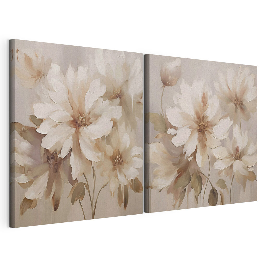 Schilderij van bloemen op een beige achtergrond — productweergave