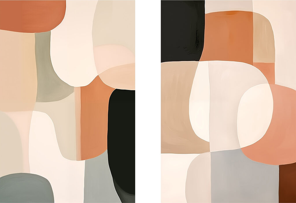 Abstracte vormen in rustgevende kleuren — volledig ontwerp