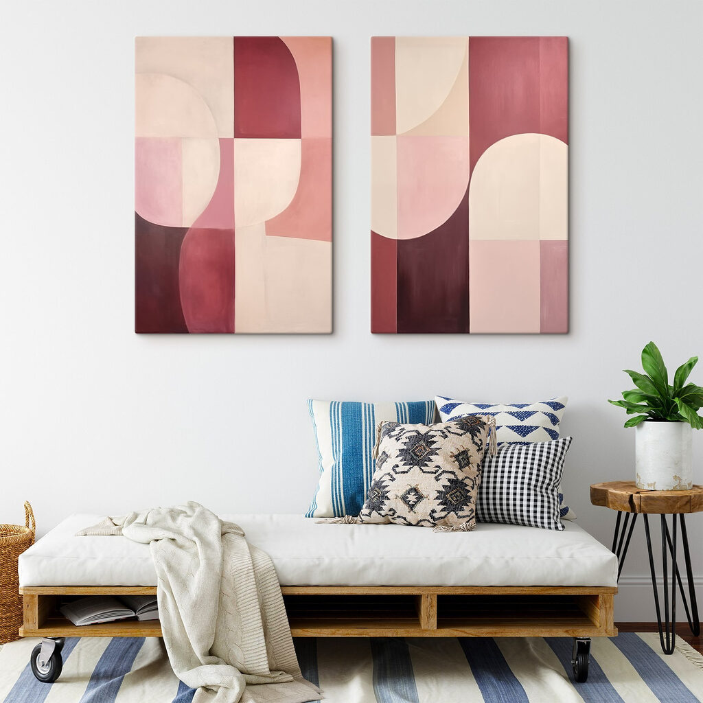 Twee schilderijen in verschillende kleuren — interieur 1