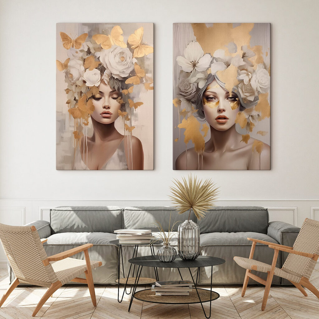 Elegante portretten met een vleugje natuur in een interieur