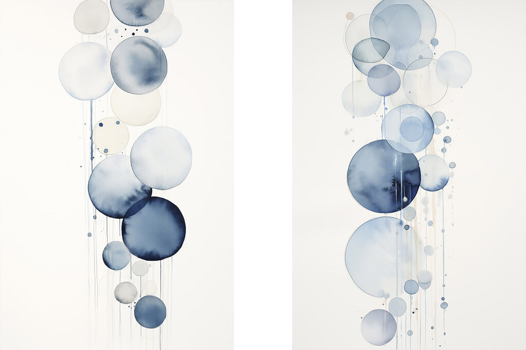 Schilderij met cirkels en druppels — volledig ontwerp