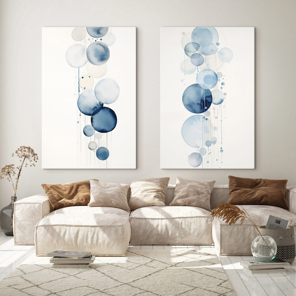 Schilderij met cirkels en druppels — interieur 2