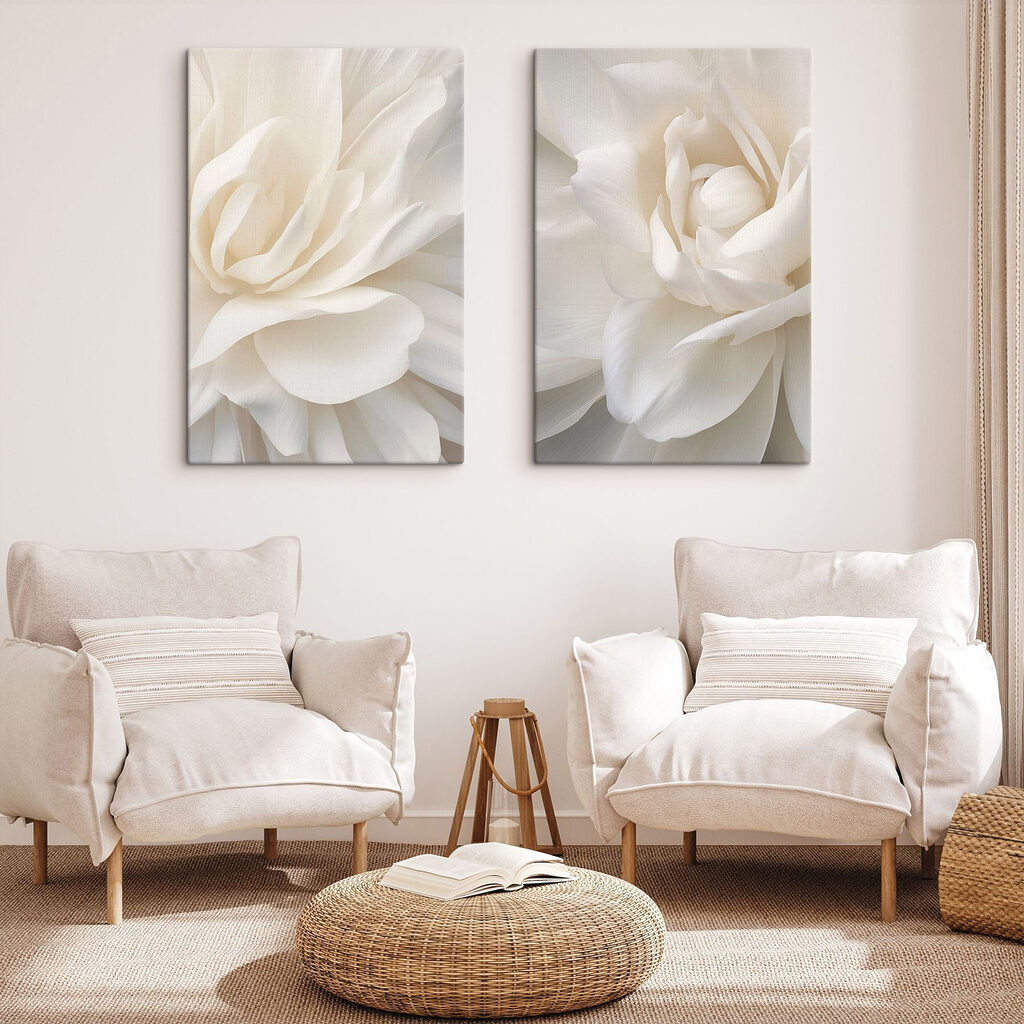 - Elegante bloemblaadjes in zachte witte tinten — interieur 1