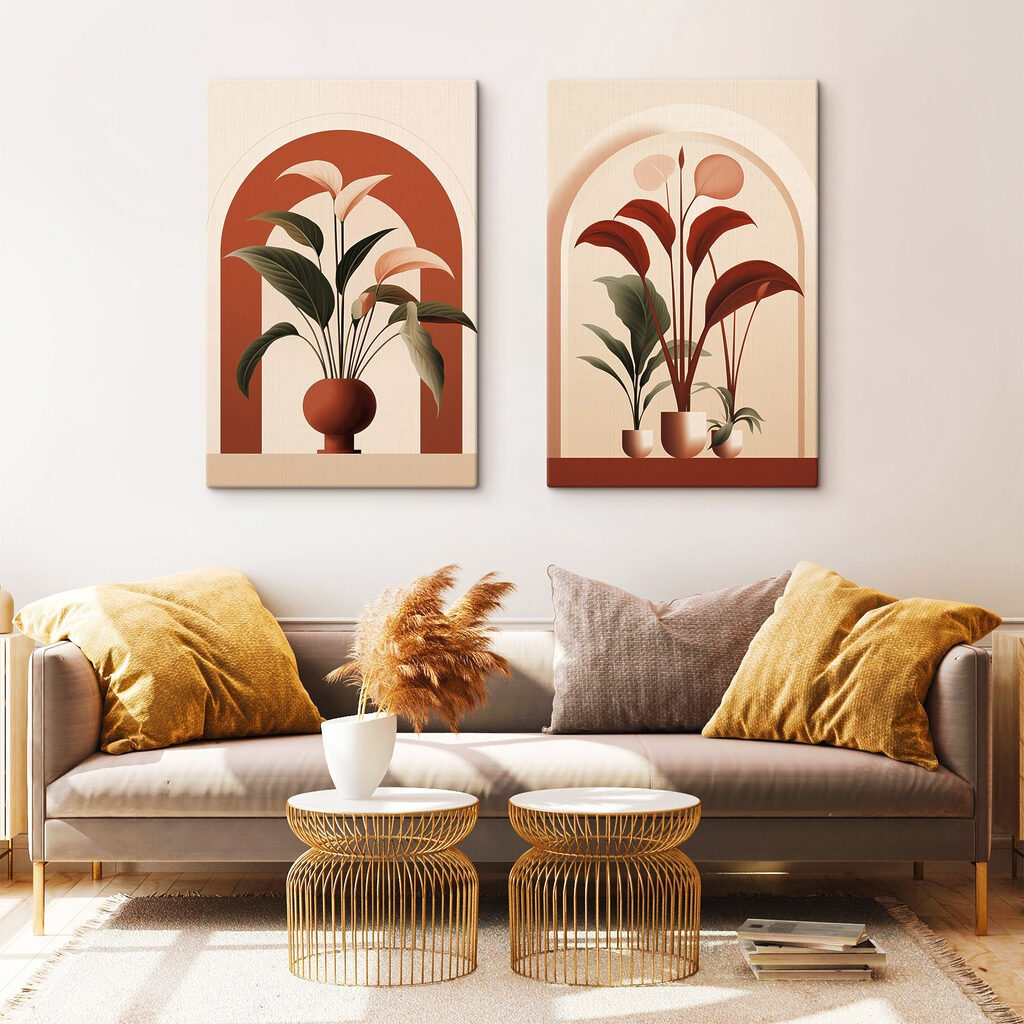 Twee foto’s van planten in potten — interieur 2