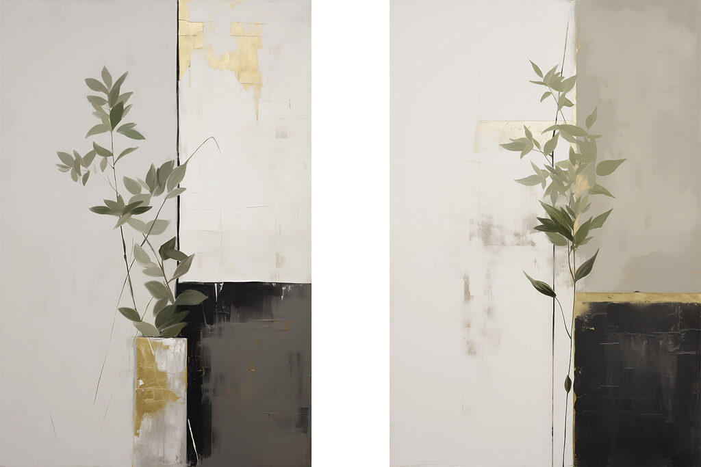 Schilderij van een plant in een vaas — volledig ontwerp