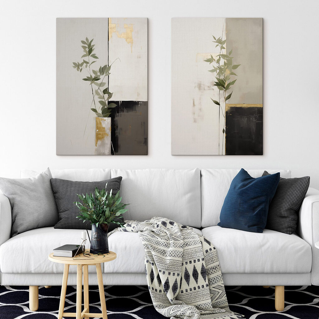 Schilderij van een plant in een vaas — interieur 2