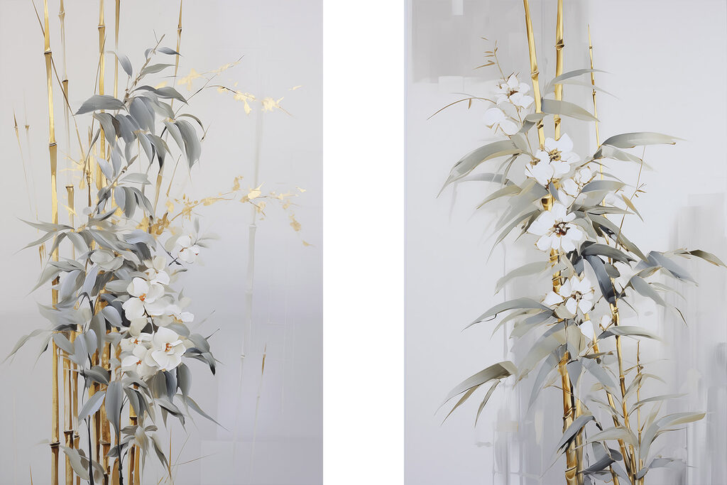 Schilderij van bloemen en bladeren — volledig ontwerp