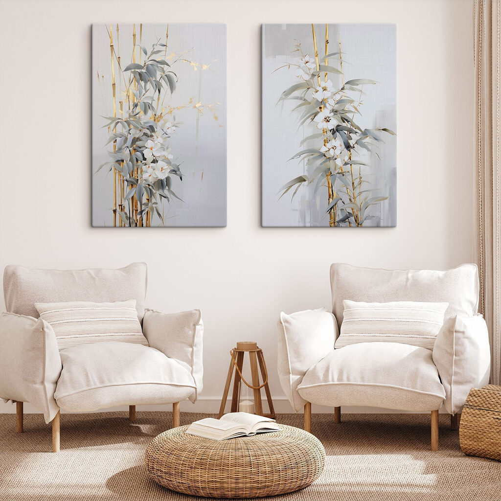 Schilderij van bloemen en bladeren — interieur 2