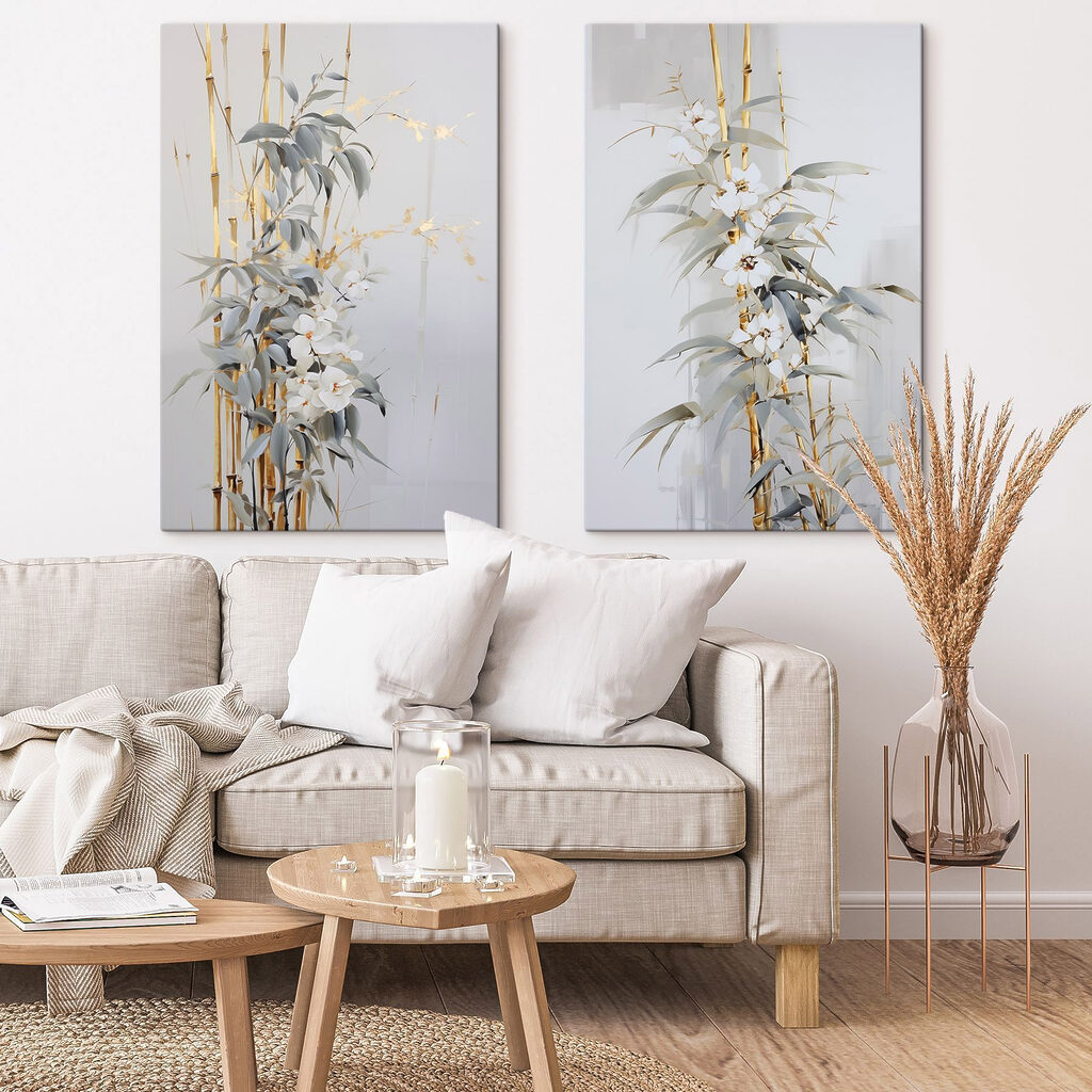 Schilderij van bloemen en bladeren — interieur 1