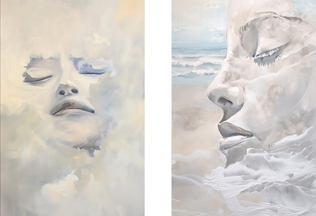 Schilderij van het gezicht van een vrouw — volledig ontwerp