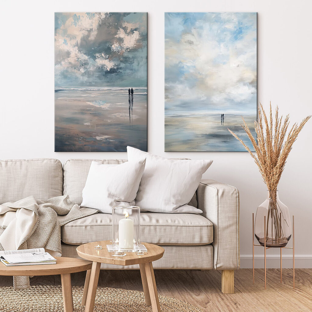 Schilderij van mensen die over het strand lopen — interieur 1