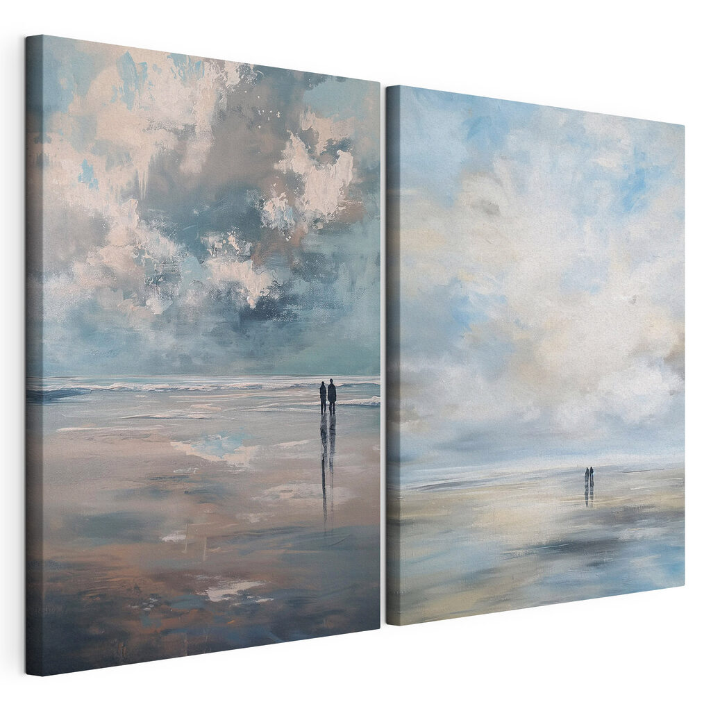 Schilderij van mensen die over het strand lopen — productweergave