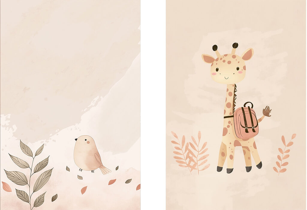 Giraffe en vogel — volledig ontwerp