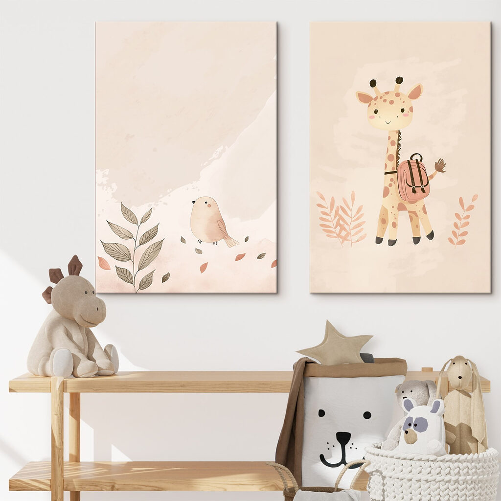 Giraffe en vogel — interieur 1