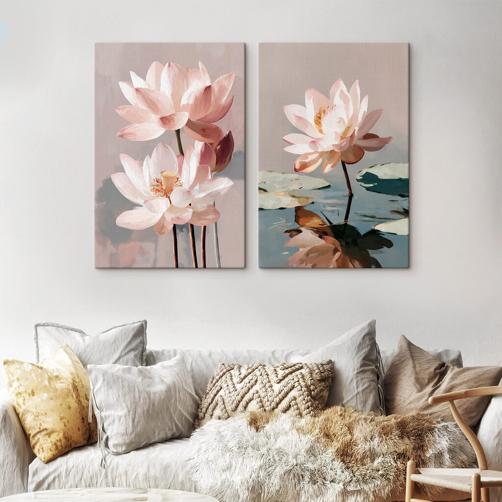 Bloemencollage in een interieur