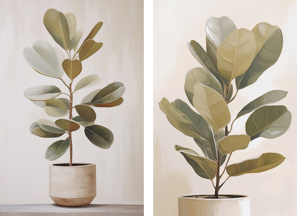 Potplant in een witte pot — volledig ontwerp