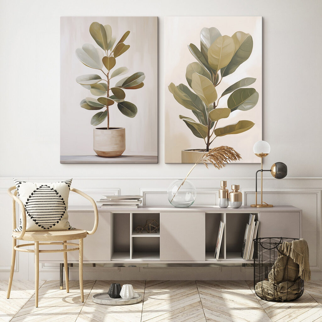 Potplant in een witte pot — interieur 1