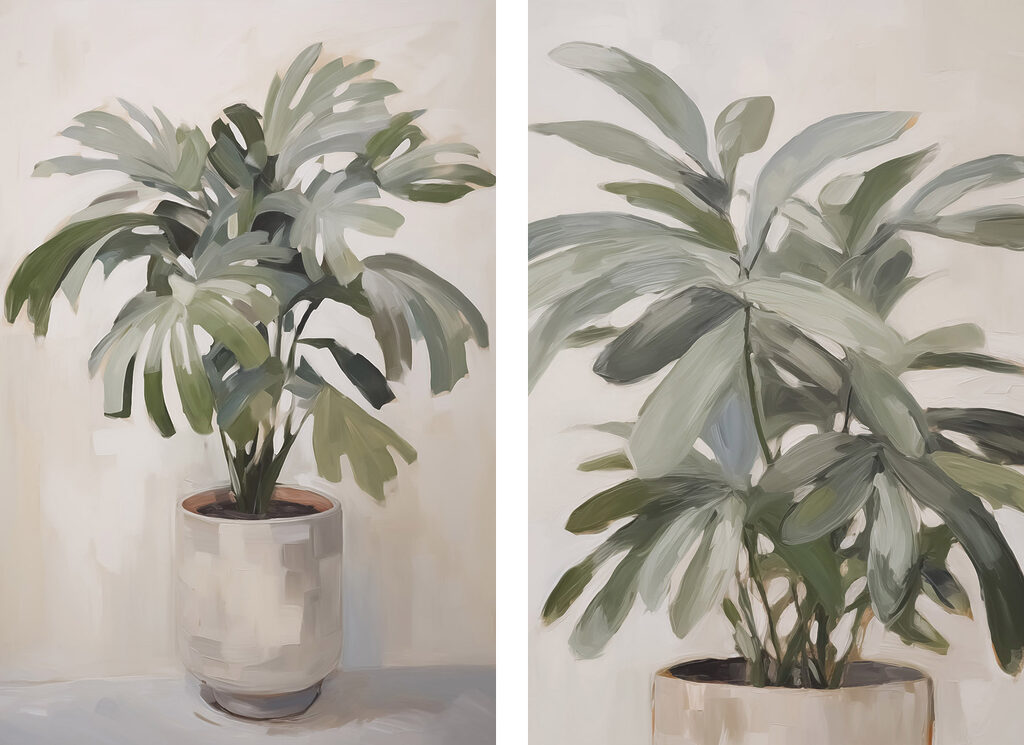Schilderij van een plant in een pot — volledig ontwerp