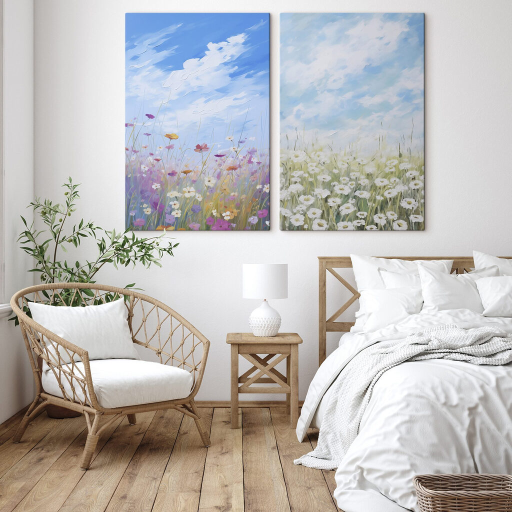 Schilderij van bloemen en gras — interieur 1