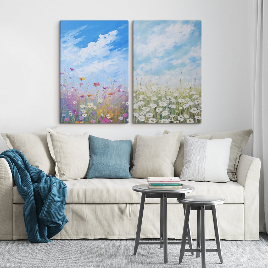 Schilderij van bloemen en gras — interieur 2