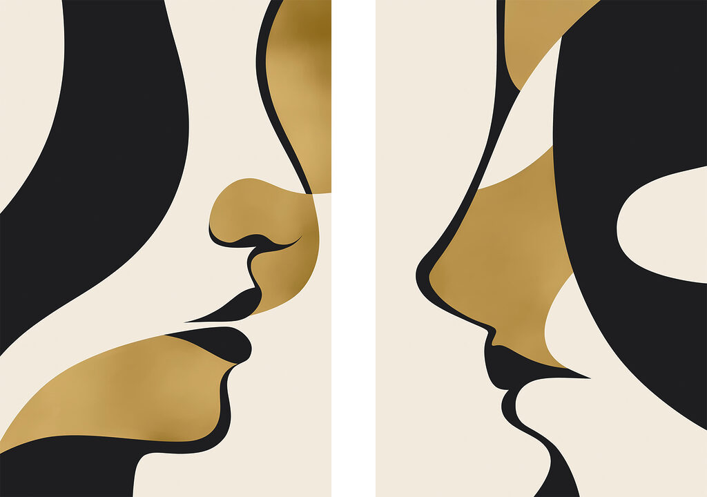 Elegante gezichten in harmonieus contrast — volledig ontwerp