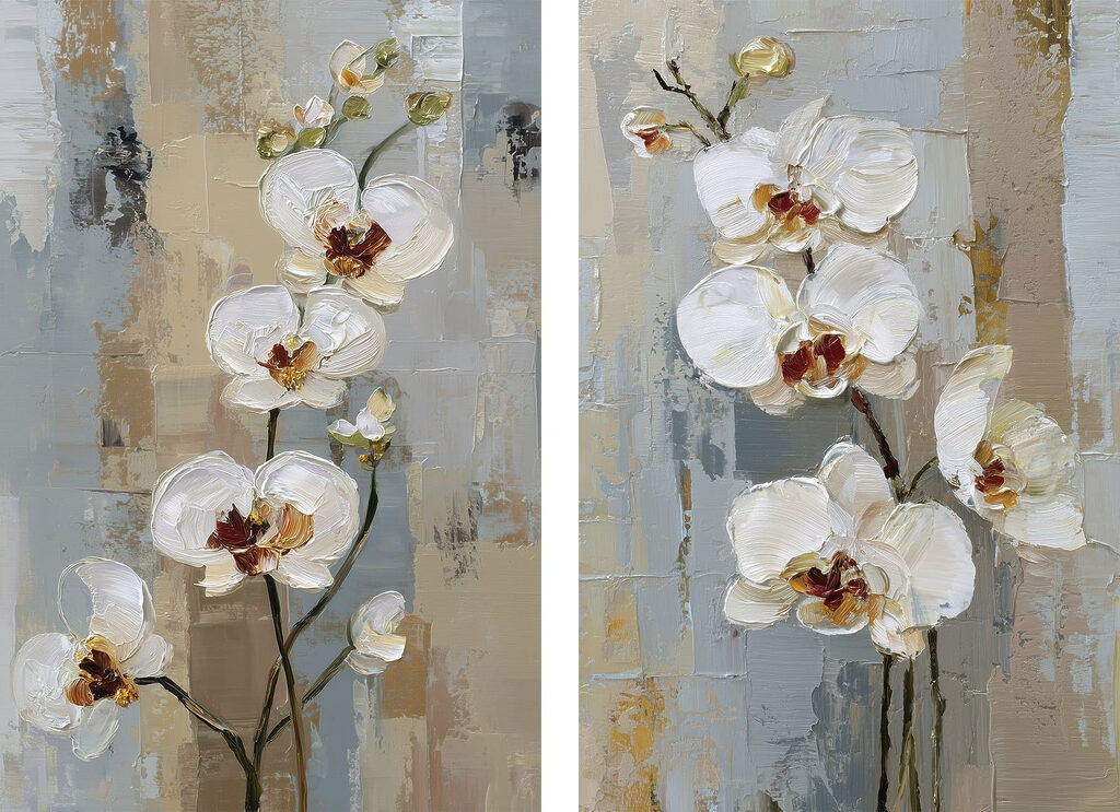 Schilderij van witte bloemen — volledig ontwerp