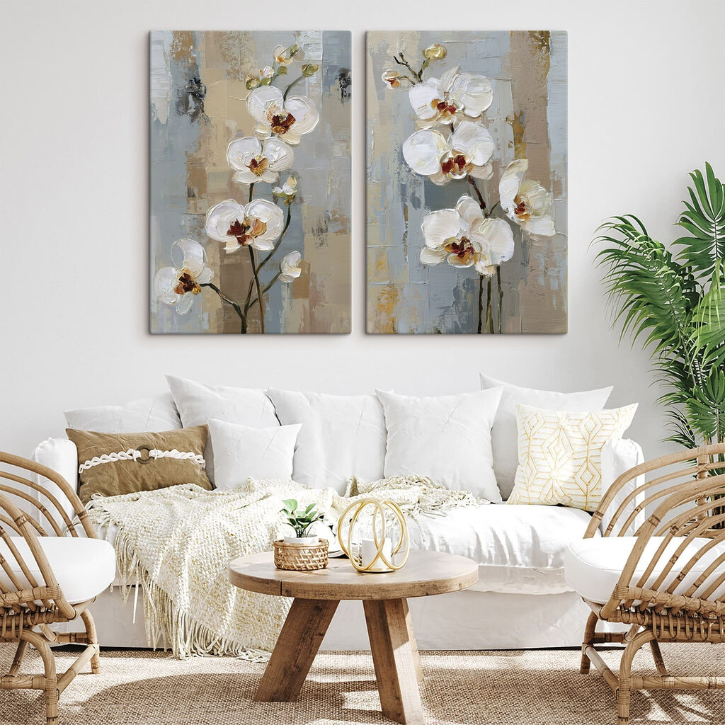 Schilderij van witte bloemen — interieur 1