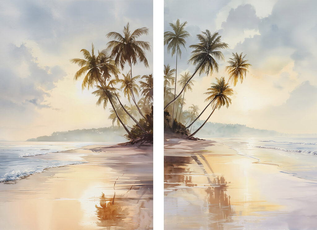 Palmbomen op een strand — volledig ontwerp