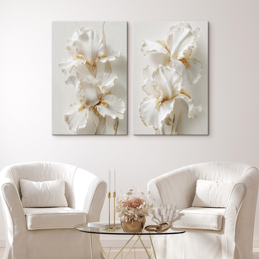 Collage van witte bloemen — interieur 1