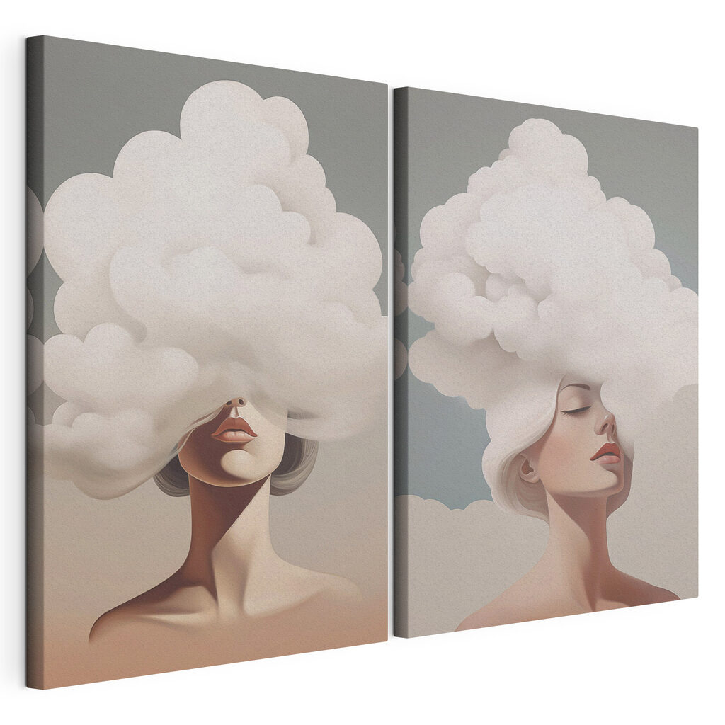 Vrouw met wit haar en wolken op haar hoofd — productweergave