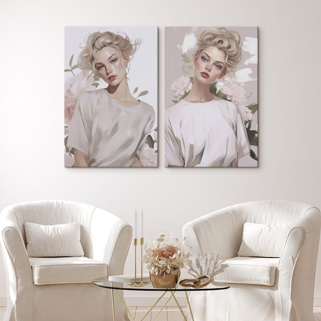 Collage van een vrouw in een interieur