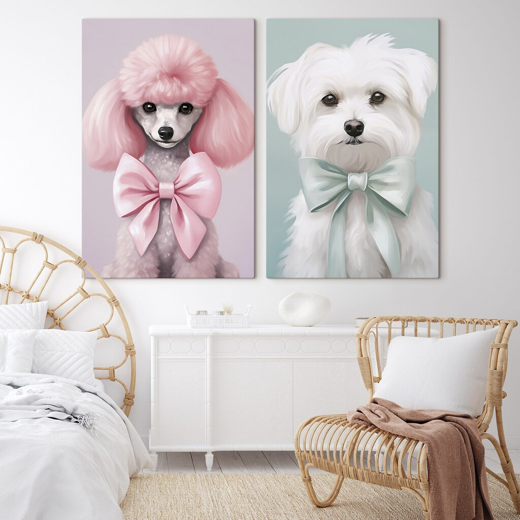 Hond met roze haar en een strikje — interieur 2
