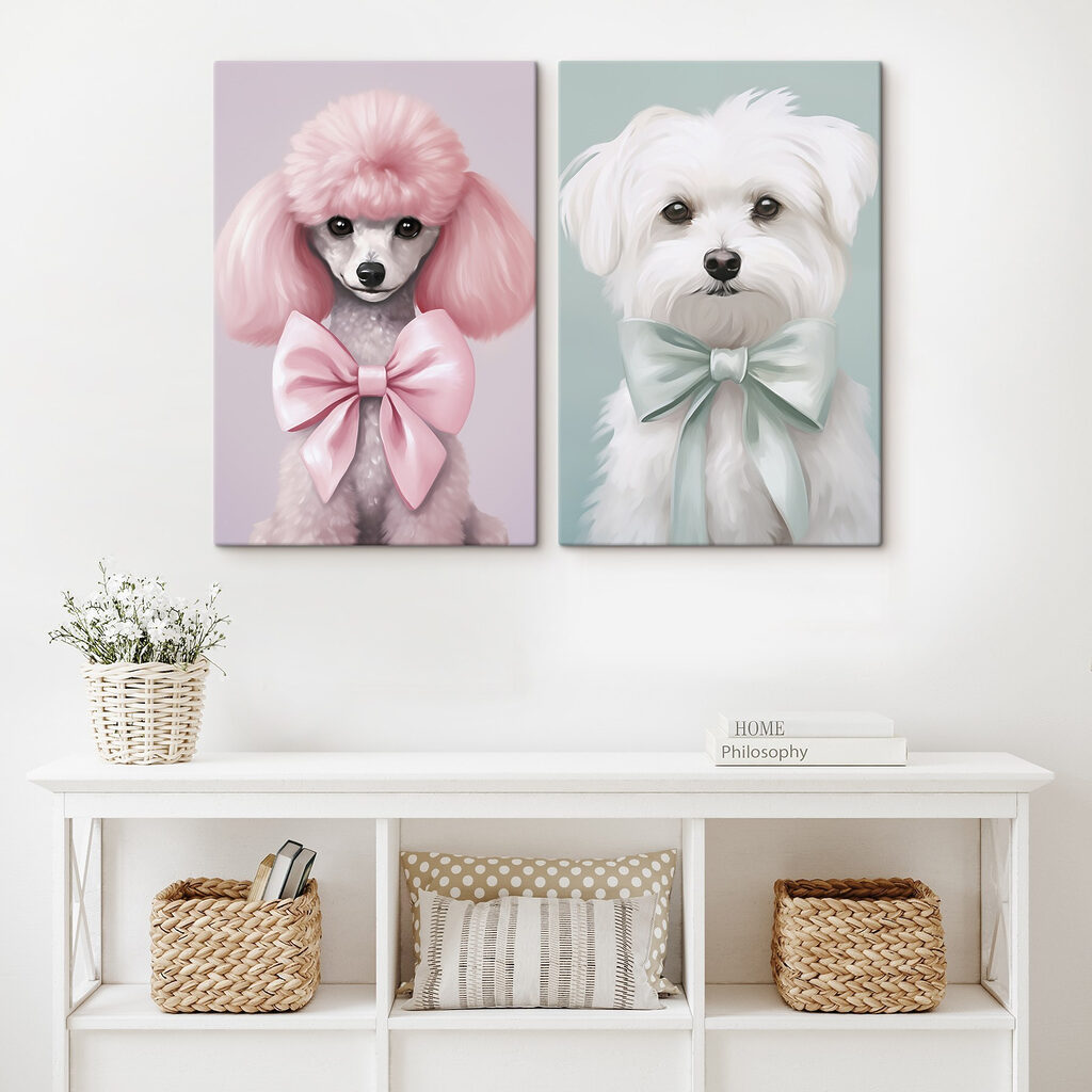 Hond met roze haar en een strikje — interieur 1