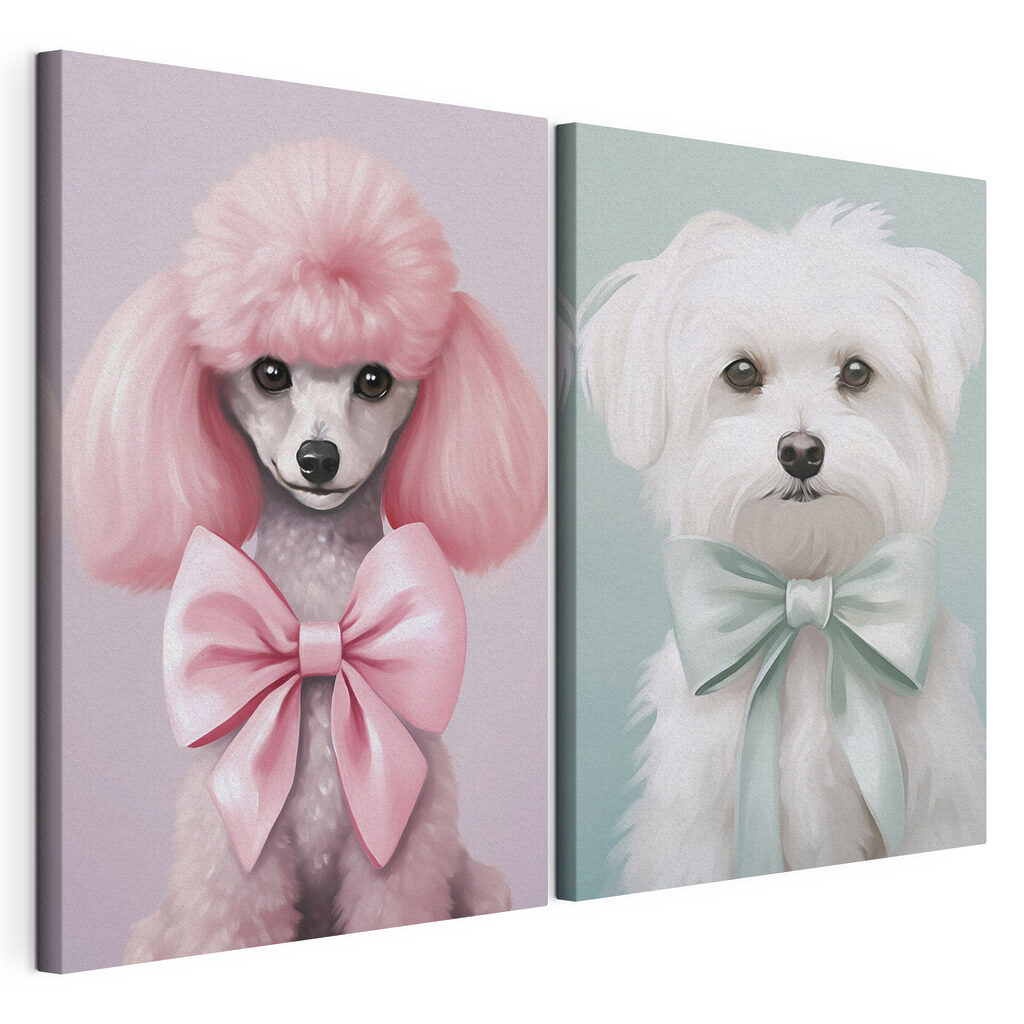 Hond met roze haar en een strikje — productweergave