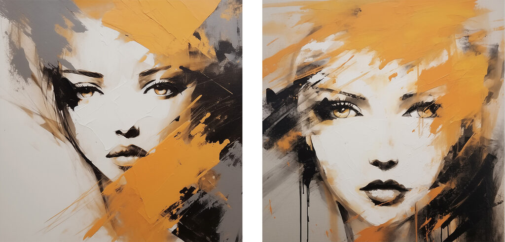 Schilderij van het gezicht van een vrouw — volledig ontwerp