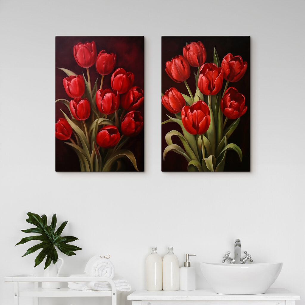 Betoverende rode tulpen in bloei in een interieur