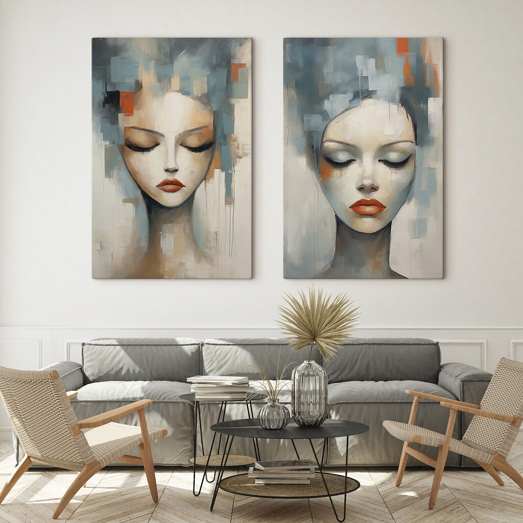 Schilderij van het gezicht van een vrouw — interieur 1