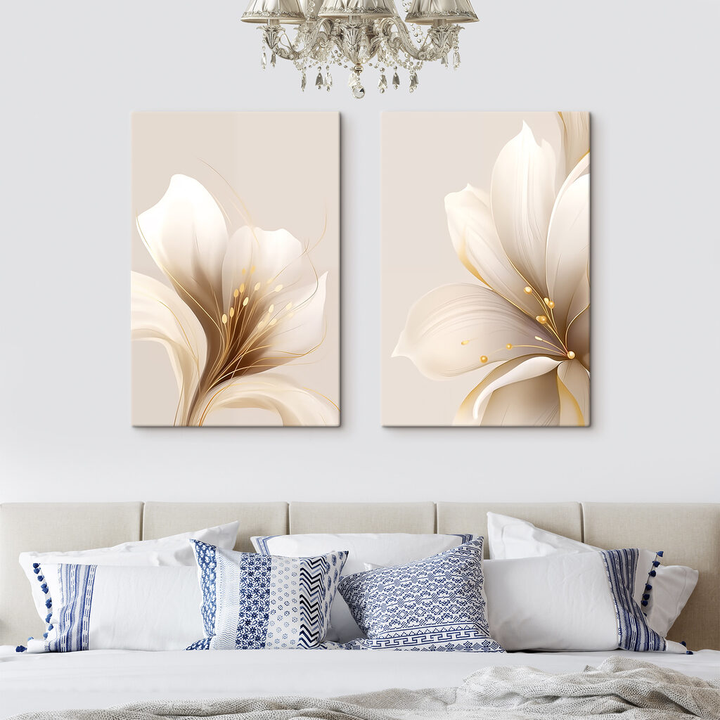 Elegante bloesems in zachte tinten in een interieur