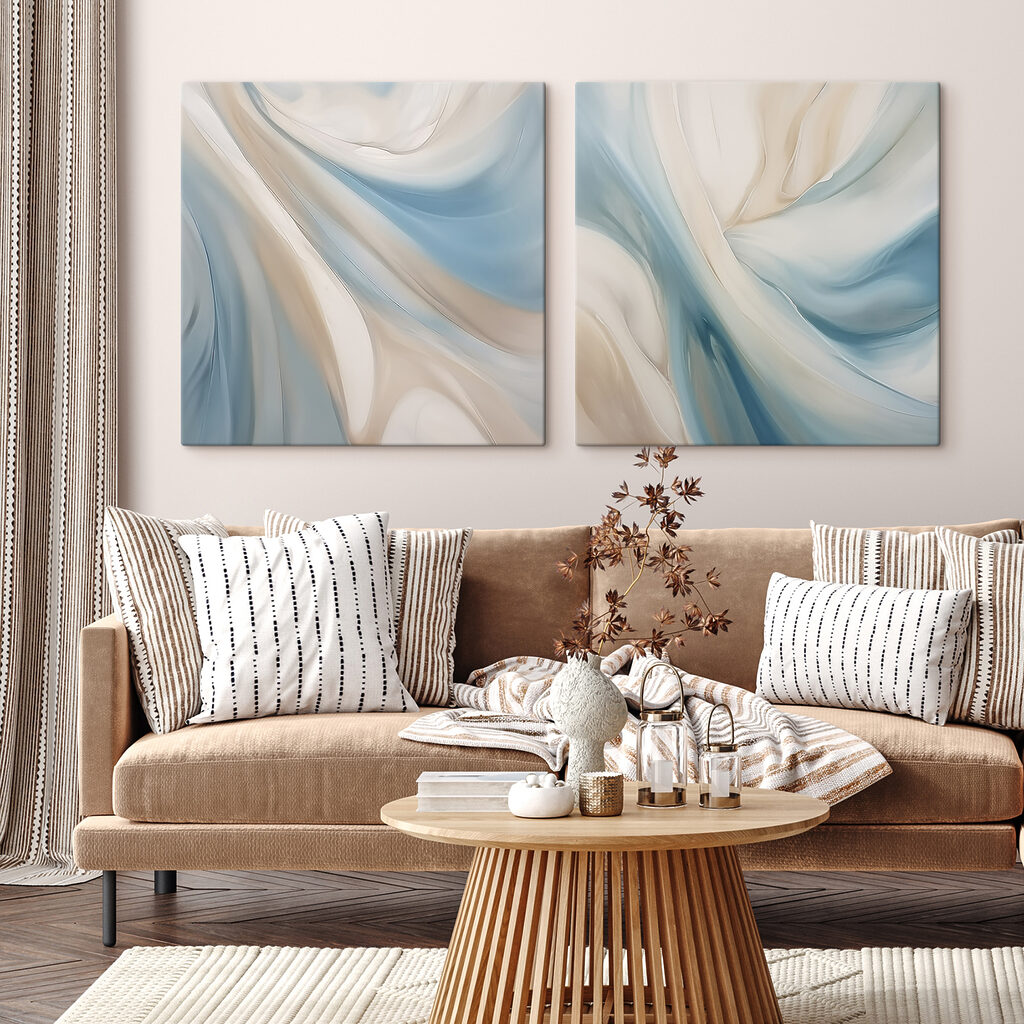 Zachte krullen in blauw en crème — interieur 1