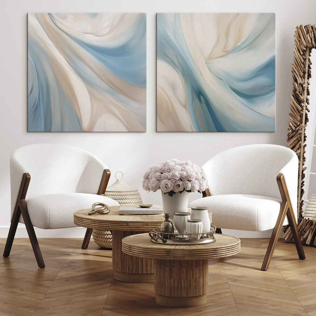 Zachte krullen in blauw en crème — interieur 2