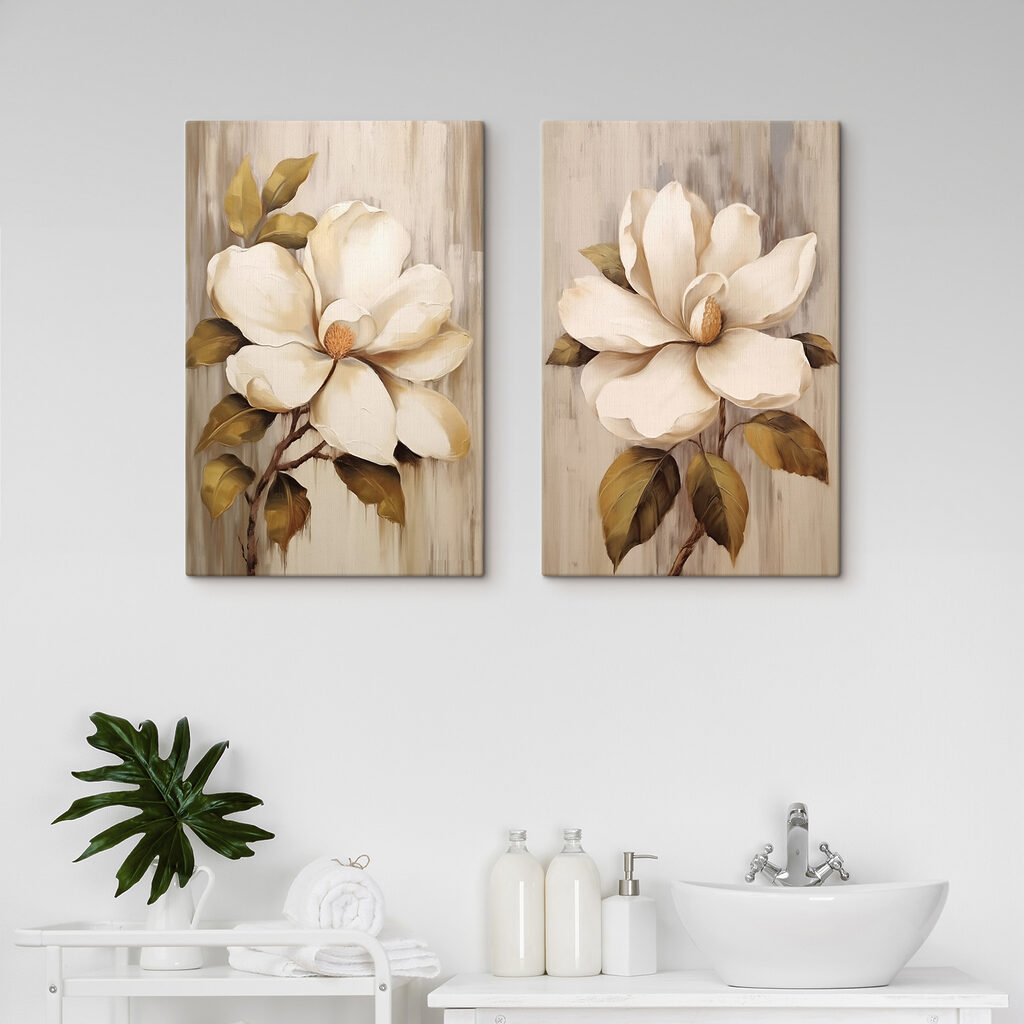 Schilderij van bloemen op een houten ondergrond — interieur 2