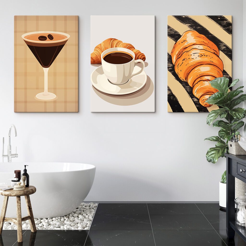 Een kopje koffie en croissants in een interieur