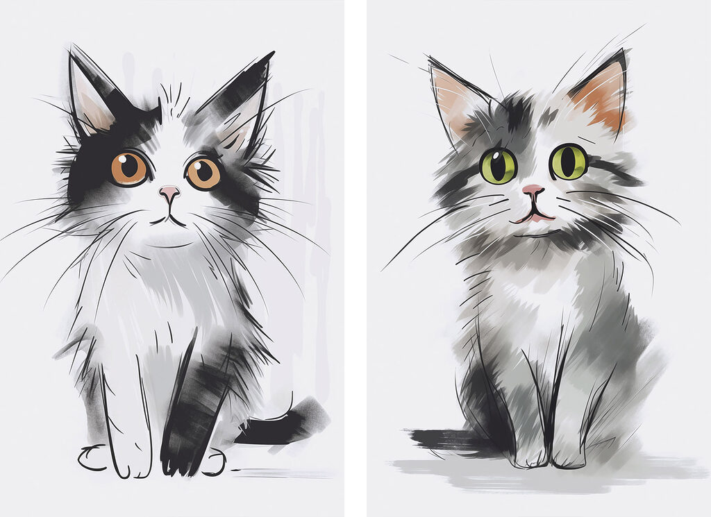 Tekening van een kat — volledig ontwerp