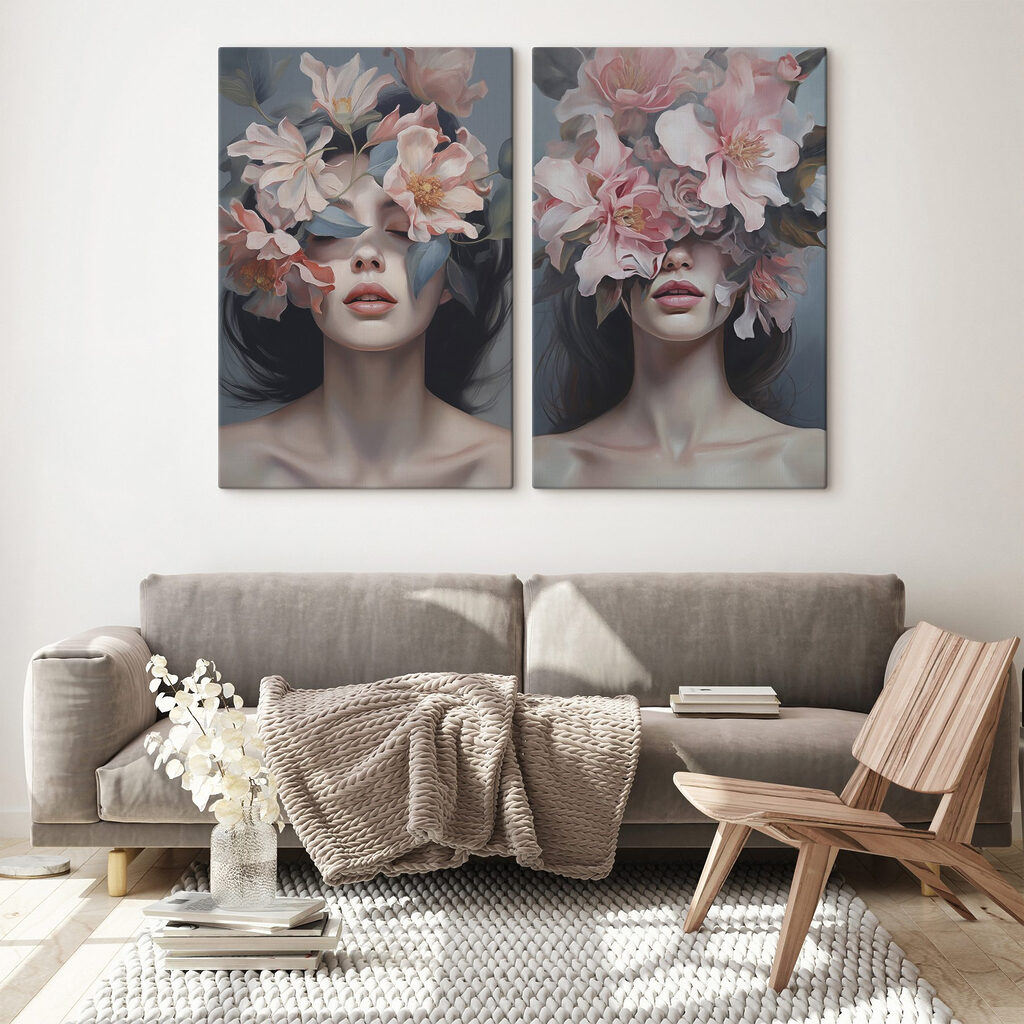 Vrouw met bloemen op haar gezicht — interieur 2