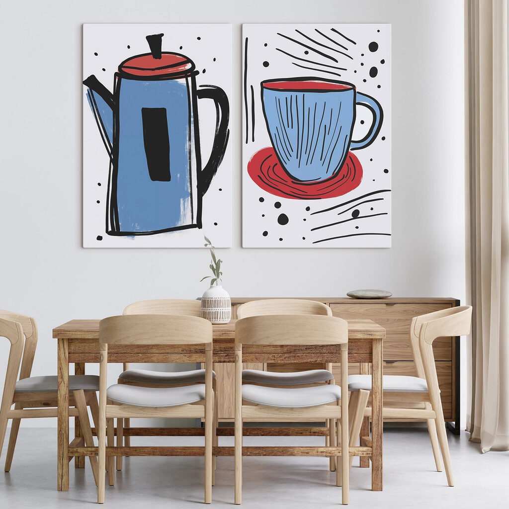 Tekening van een koffiepot en een kopje — interieur 2