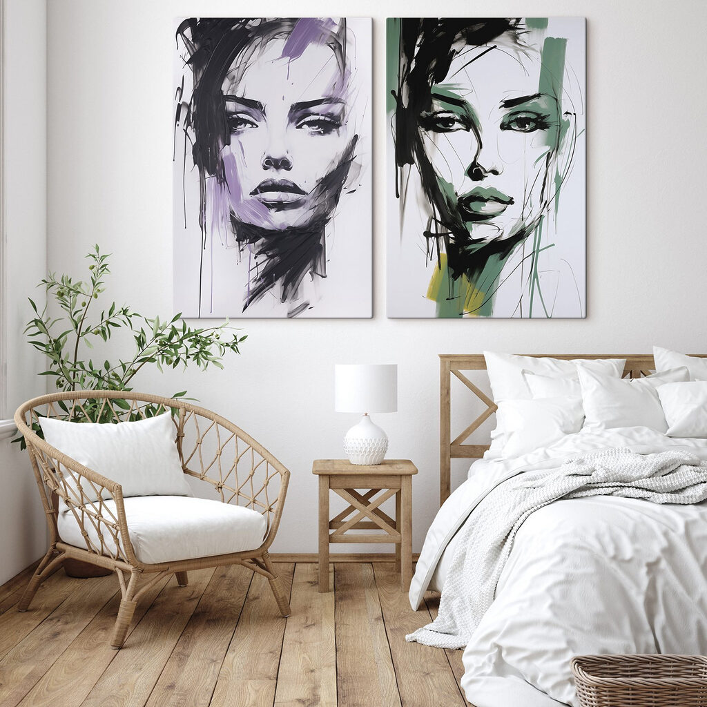 Schilderij van het gezicht van een vrouw — interieur 1