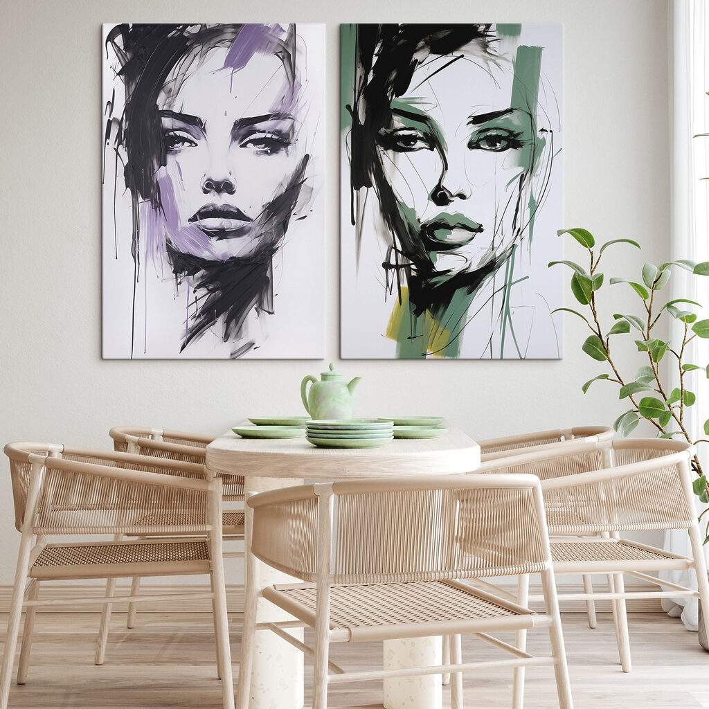 Schilderij van het gezicht van een vrouw — interieur 2