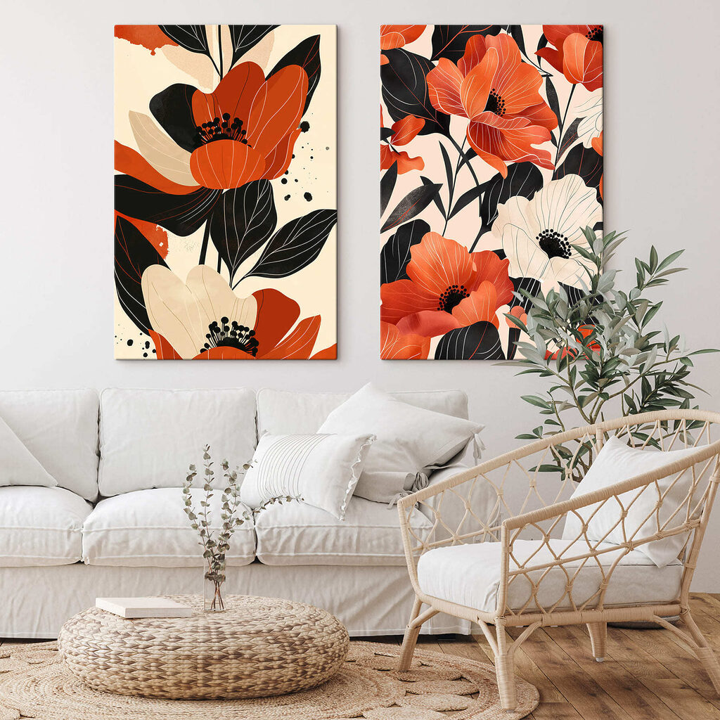 Levendige bloemen in contrasterende tinten — interieur 1