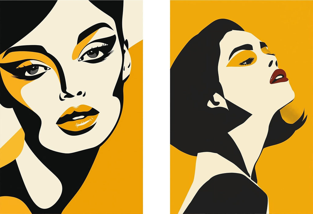 Vrouw met gele make-up — volledig ontwerp