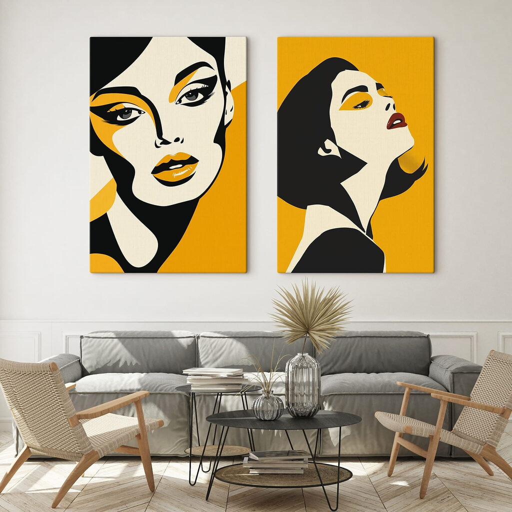 Vrouw met gele make-up — interieur 2